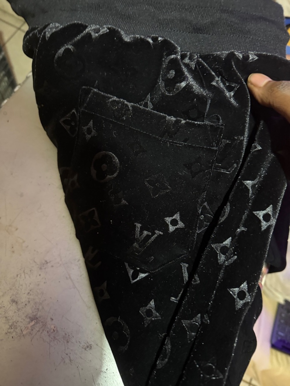 Louis Vuitton Black Velvet Monogram Zip Jacket with pants - Picture 11 of 13